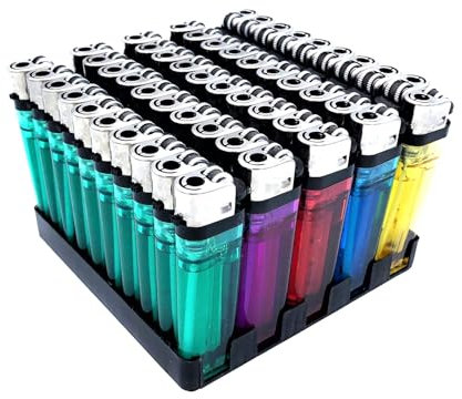 TEMPO DI SALDI Box Da 50 Accendini Colorati Trasparenti Con Accensione A Pietrina