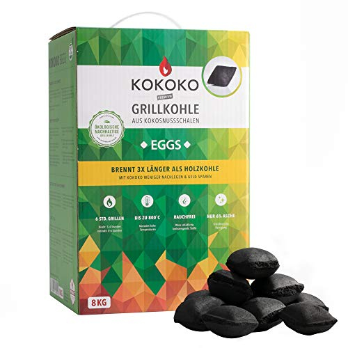 McBrikett KOKOKO EGGS Premium Grillkohle, 8 kg Bio Kokos Grillbriketts