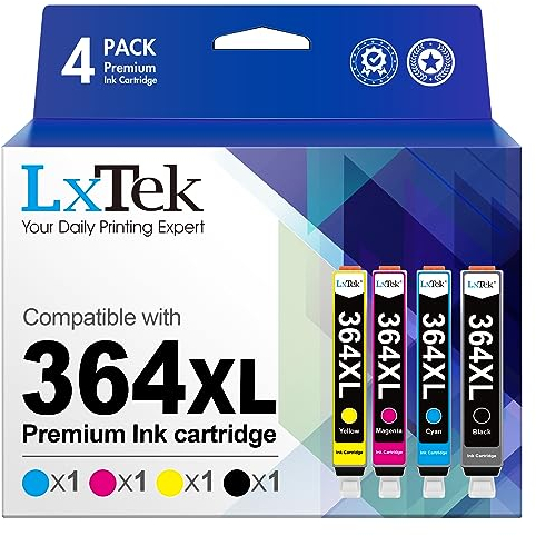 LxTek 364 XL Kompatibel für HP 364 Druckerpatronen für HP Photosmart 5520 Druckerpatronen für HP 364 XL Deskjet 3520 Patronen 5524 4622 5522 6520 5510 7520 (Schwarz, Cyan, Magenta, Gelb, 4er-Pack)