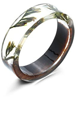 Hartsring torkade blommor växter inuti smycken Transparent ring för kvinnor Present-7, LV