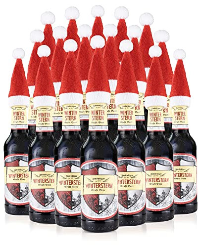 Brauerei Zwönitz Winterstern Craft Beer 18 x 0,33 Liter/Sächsisches Craft-Bier mit Weihnachtsmütze/Originelles Bier Geschenk/Malzaromatisch, feinherbes Bier mit leichter Süße