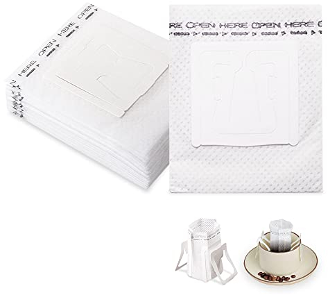 Aoreun Kaffeefilter Camping, 100 Stück Drip Coffee Bag mit hängenden Ohr, Tragbare Kaffee-Papier-Filter, Kaffee Tee Drip Filtertüten für die meisten Tassen, Reisen, Home, Office, Camping