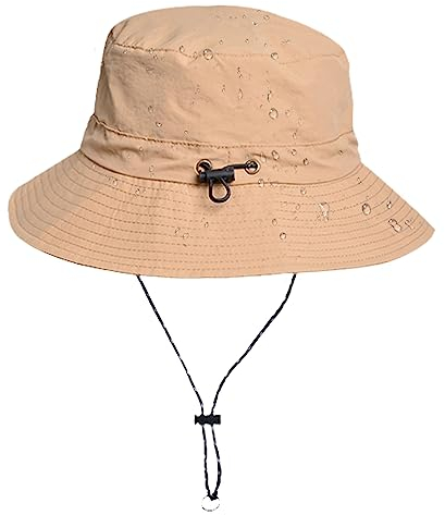 INSISMY Sonnenhut Damen Herren UV Schutz Wanderhut Packbar und Faltbar Bucket Hat mit Haken Verstellbarer Wasserdichter Regenhut