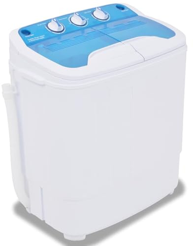 Homgoday Mini-Waschmaschine 2-Kammern-Design 3,6 kg Blau/Weiß 57,5 x 34 x 65 cm für Single, Studenten, Camping Model50549