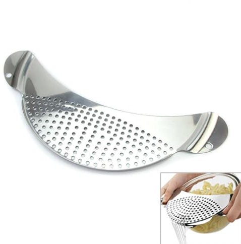 Nudelsieb Edelstahl Abtropfen Sieb Topf Abflusssieb für Töpfe Pfanne Nudelsieb Küchensieb (13,5x33cm)