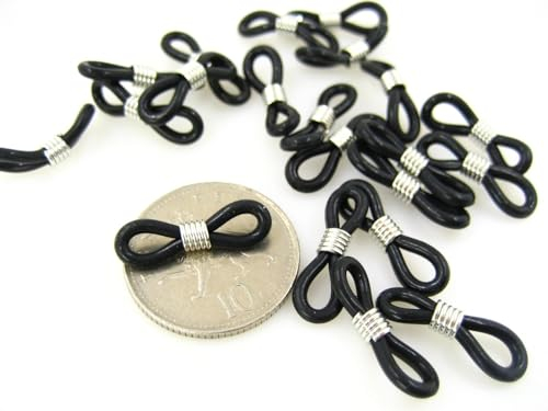 20pcs of black Eye Glasses Spectacle Chain Strap Holders Rubber Loop Ends Approx 22mm…