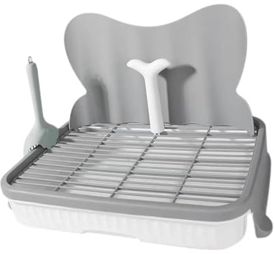 JISADER Toilette per Cani Addestratore d'angolo Mantieni Pulito Cucciolo Pipì Pad 49x39x34cm Lettiera per Cuccioli Vassoio WC per addestramento Animali, Grigio