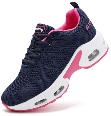 Running Shoes for Women Trainers Ladies Memory Foam Comfort Gym Sneakers Air Cushion Arch Support Plantar Fasciitis Orthopedic Shoes Navy UK 6