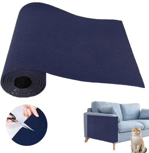 Cat Scratch Couch Furniture Protector, Adhesive Cat Scratch Pad Deterrent for Furniture, DIY Climbing Cat Scratcher Couch Protector from Cat Claws Scratching for Indoor (Navy,78.7x15.8In)