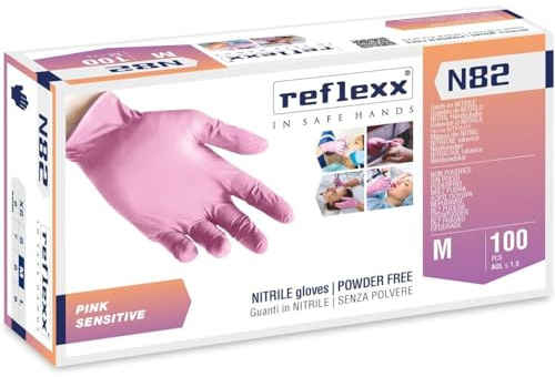 REFLEXX N82 300/1000 Guanti in nitrile ROSA- 3,2 GRAMMI morbidi elastici - VARIE TAGLIE OFFERTA - odontoiatrico estetica piercing nails (300 pezzi Taglia S)