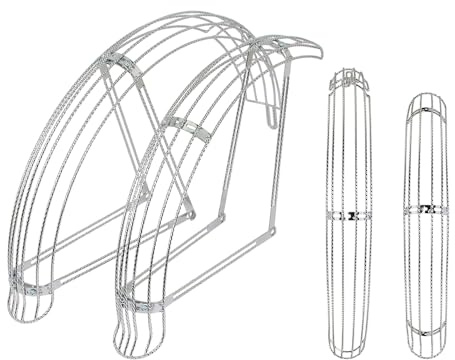 Lowrider Bike 20 Flared Twisted Adjustable Fender W/4 Braces Set Chrome.Bike Parts.Bicycle Parts