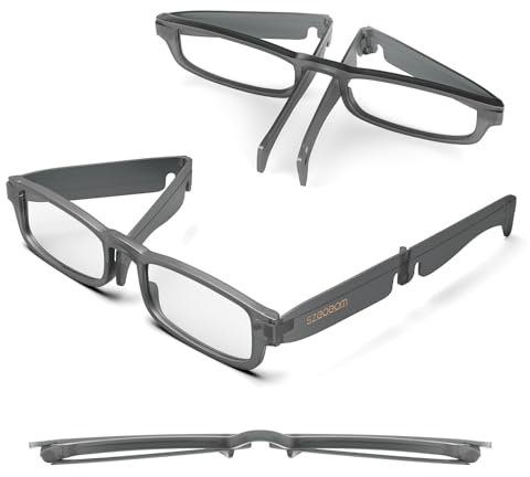 SZEOEOM Folding Reading Glasses Portable Pocket Readers Slim ultra-thin Compact readers Travel BlueLight Blocking Women Men (Gray, 2.5, Dioptres)