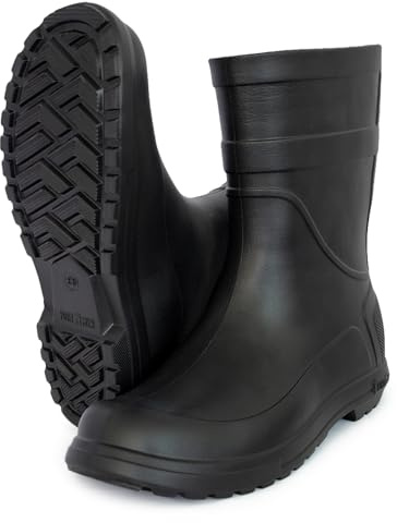 CLIMBR Botas de goma ultraligeras para hombre, EVA térmica, 40-46, caña corta, con forro de fieltro, Negro , 42 EU