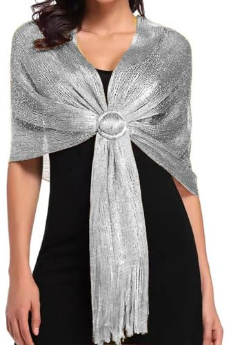 MUNSKT Châles métalliques étincelants avec boucle pour soirée, accessoires élégants pour robes de mariage, châles et écharpes parfaits pour robes de soirée, Taille unique