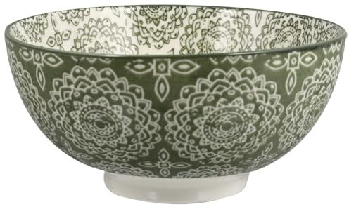 Alipis Juego de 4 cuencos de cerámica redondos para arroz, sopa, ensalada, tazones de comedor, cuenco individual para cereales de 6 pulgadas, verde
