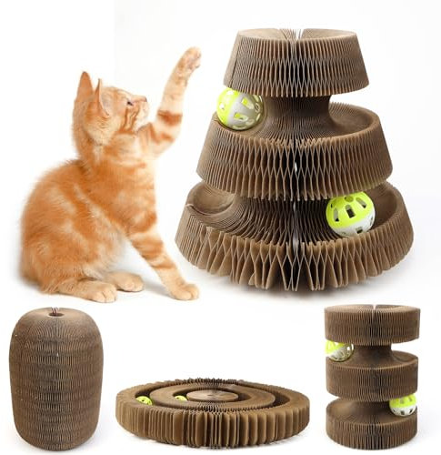 Interaktives Katzenspielzeug Selbstbeschäftigung Kratzbretter Katze Kratzpappe für Katzen Zubehör Magische Orgel Katzenkratzbrett mit Ball Intelligenzspielzeug für Katzen Kratzbrett Katzenzubehör