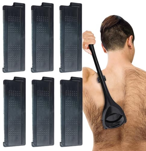 NHQZ 6 Stück Ersatzklingen Set, Rückenrasierer, 9 * 3Cm Rückenhaar Und Körperrasierer Ersatzkartuschen Für Rasierklingen, Kompatibel Mit Rasierer(A)