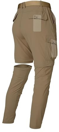 LINLANG EN Mens Cargo Pants Convertible Zip Hiking Pants Lightweight Quick Dry Travel Fishing Climbing Camping Outdoor Waterproof Work Pants for Men-Dark Khaki-40-XXL