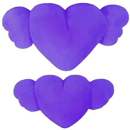 Cuscino di cuore in peluche, poggiatesta auto a forma di cuore - 2 x cuscino poggiatesta auto a forma di ali per auto, adorabile cuscino per auto confortevole per camera da letto, v