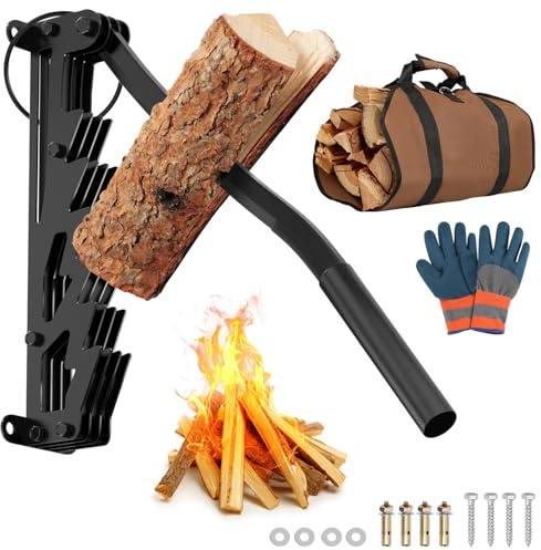 Hebitod Cortador de leña manual, Cortador de leña a mano, Cortadora de troncos, cortador de leña manual de pared, cortador de leña a mano, cortador de leña que ahorra trabajo, negro