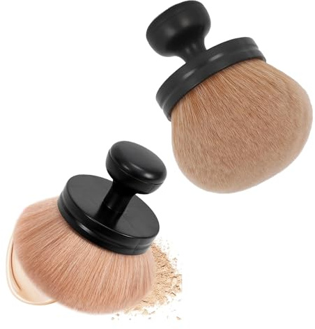 2 stycken kroppspenslar i diameter, oval Kabuki-pensel, brett huvud, brun pensel, puderborste, stor för pulver, vätska, concealer, grädde, rodna (svart)