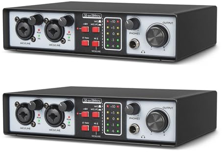 Deechate 2 x 2 i 2 ut USB-ljudgränssnitt inspelning ljudkort 32 bit/384 KHZ studioskiva professionellt ljudkort 48 V fantom