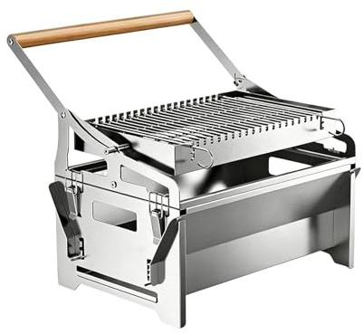 Parrilla Giratoria Barbacoa - Acero Inoxidable Rotación 360° Para En Camping - Barbacoa Portátil,Para Camping, Picnic, Jardín, Playa, Familiares Y Comidas Al Aire Libre