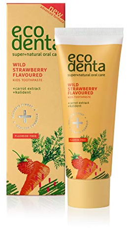 Ecodenta Kinder Zahnpasta Ohne Fluorid Mit Wilderdbeerengeschmack - Toothpaste mit Karottenextrakt und Kalident 75ml