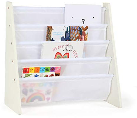 Humble Crew Cambridge 4 Tier Forward Facing Wooden Bookshelf for Children - White