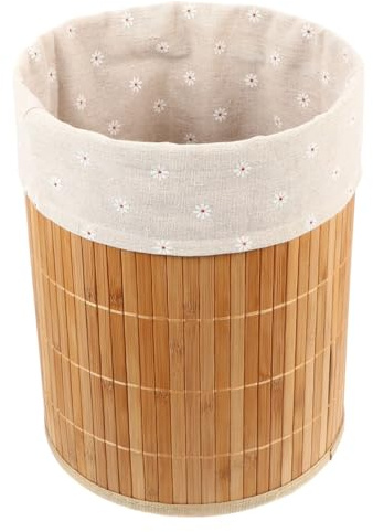 Levemolo 1Pc Foldable Bamboo Woven Storage Basket for Clothes Laundry Organizer Sundries Basket Clothes Storage Container Design Decorative Waste Bin