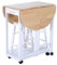 Kitchen Dining Table and Chairs Small Folding Set Drop Leaf Breakfast 3pc Wooden Space Saving Wheels 2 Stools Cafe Compact Bar Pub Furniture