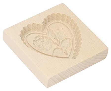Stampo per Biscotti, Stampo per Timbri per Biscotti Stampo per Biscotti in Legno Intagliato Riutilizzabile a Rilascio Facile per Cucina (Amore cuore e rosa)