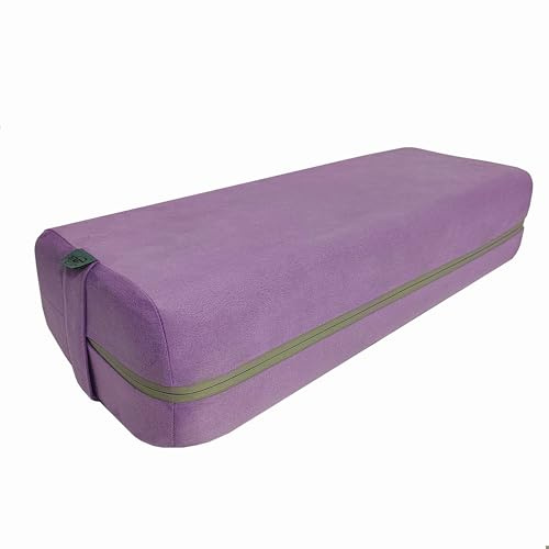NGT Yoga Bolster Pillow, Rectangular Cushion with Foam Wedges, Washable Suede Cover, Meditation Support with Handles (Purple, 63 * 25 * 15 cm)