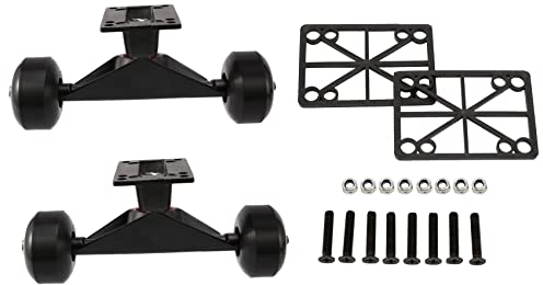 iFutniew 2 uppsättningar skateboardhjul aluminiumlegering skateboard lastbilar gummi fyrhjuls longboard delar mini cruiser, svart