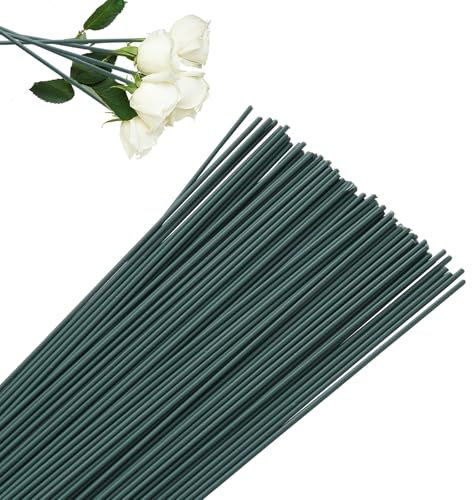 80Pcs Pre-Cut Florists Stem Wire, 2mm x 30cm Green Lacquered Flower Wire for Floral Arrangement, Flexible Filigree Stub for DIY Craft Cake Decorating