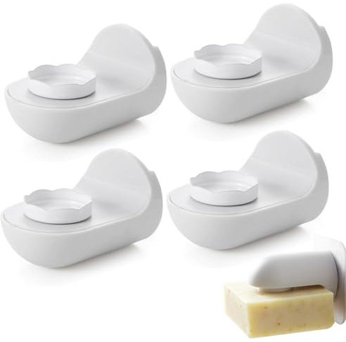 Pasdrucn 4 Pcs Porte Savon Aimanté, Porte Savon Muraldouche sans Perçage, Aimant Savon Solide, Porte Savon Salle De Bain, Porte Savon Magnetique, Support Savon Douche, Porte Savon Mural sans Percage