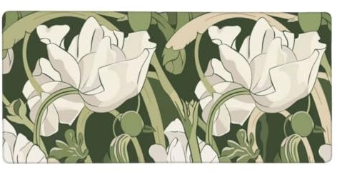 Spelmusmatta grön, musmatta lilja, skrivbordsmatta vattentät musmatta 120 x 60 cm förbättrar hastigheten och texturerad slitstyrka med sydda kanter tangentbordsmatta mjuk duk