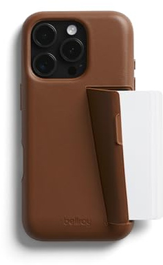 Bellroy Phone Case – 3 Card für iPhone 16 Pro (Leder-iPhone-Hülle, Handy-Geldbörse) -Sienna