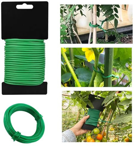 2 Piezas Alambre para Envolver Lacado en Verde, 2.5mm 3.5mm Alambre Enrollado en Bobina de Madera, Alambre para Plantas Galvanizado, para Sujetar Flores y Plantas, Alambre fijador de jardín