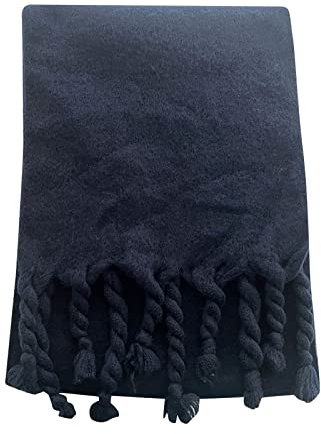 FGUUTYM Sciarpa invernale da donna, classica a nappa, calda, morbida, spessa, grande sciarpa per bambini, Blu marino, Taglia unica