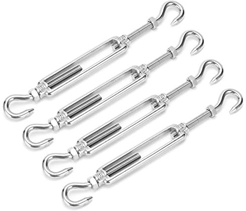 4-teiliges Haken-zu-Haken-Spannschloss aus Edelstahl, Allgemeine Ausrüstung, Stahl-Hardware-Set für Kabel, Draht, Seilspannung, M6