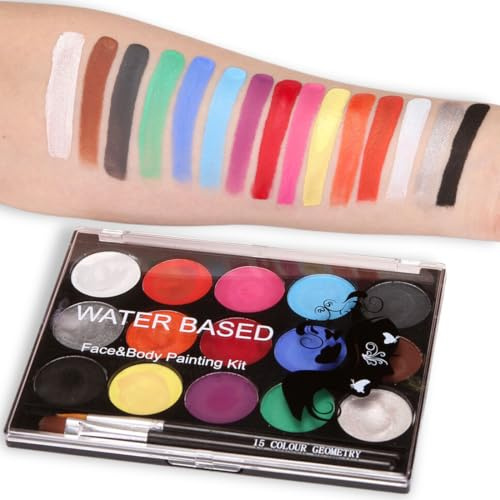 ZEPIQOR Pintura Facial y Corporal 15 Colores - Natural y Segura, Ideal para Fiestas, Halloween y Carnaval Maquillaje Cosplay
