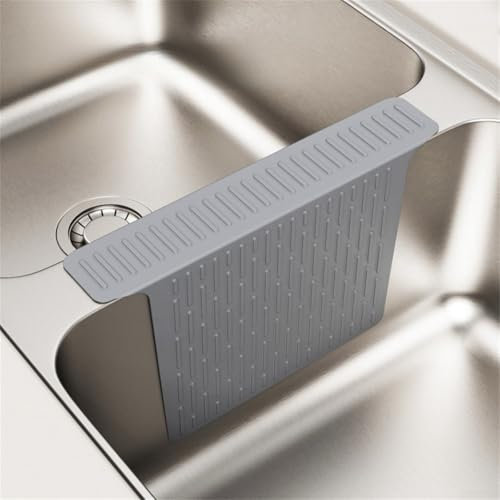 Divisore in silicone per lavello, resistente al calore, 44,7 x 32,5 x 0,15 cm, grigio