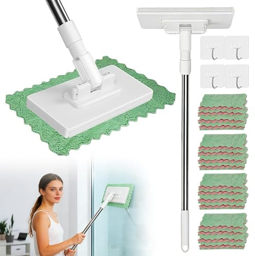 Wischmopp Mit Druck-Klemm-System, Mini Mopp mit Automatischen Tuchwechsel, Snap Grip Mini Mop, Mini mopp mit tuchwechsel, Wischer Mop Ohne Händewaschen, Lazy Bodenwischer Für Badezimmer, Küche
