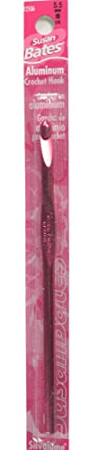 Susan Bates 5-1/2-Inch Silvalume Aluminum Crochet Hook, 5.5mm, Red