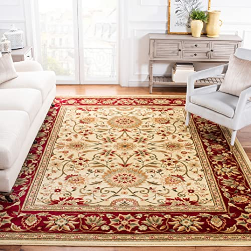 SAFAVIEH Lyndhurst Collection Area Rug - 9' x 12', Ivory & Red, Traditional Oriental Design, Non-Shedding & Easy Care, Ideal for High Traffic Areas in Living Room, Bedroom (LNH212K)