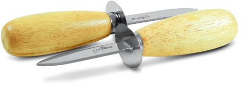 Winco 6-Inch Oyster Knife, Oyster Shucker, Clam Knife, Stainless Steel, w/Sheath Hand-Guard, Wooden Handle, Set of 2