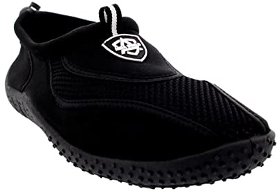 Hommes Basculer Aqua Plage Eau Chaussettes Baignade Piscine Chaussures - Noir/Noir - 44 - WS0015