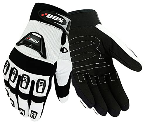 BOSmoto Motorradhandschuhe Fahrrad Sport Gloves Sommer Motorrad Handschuhe XS-3XL (Weiß, S)