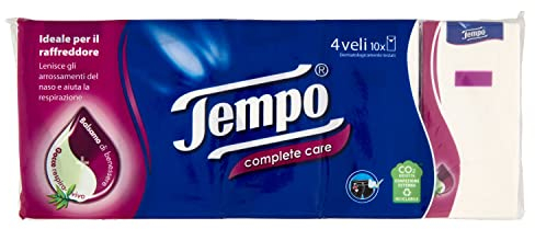 Tempo Fazzoletti Tascabili Complete Care, 10 pacchetti da 9 fazzoletti – con Balsamo
